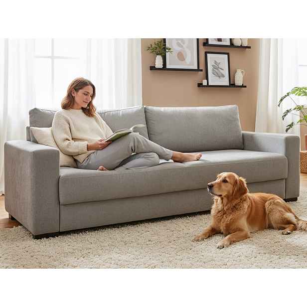 Rozkládací pohovka Rodos, holubí šedá látka