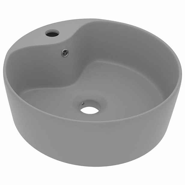 vidaXL Luxusní umyvadlo přepad matné světle šedé 36 x 13 cm keramické