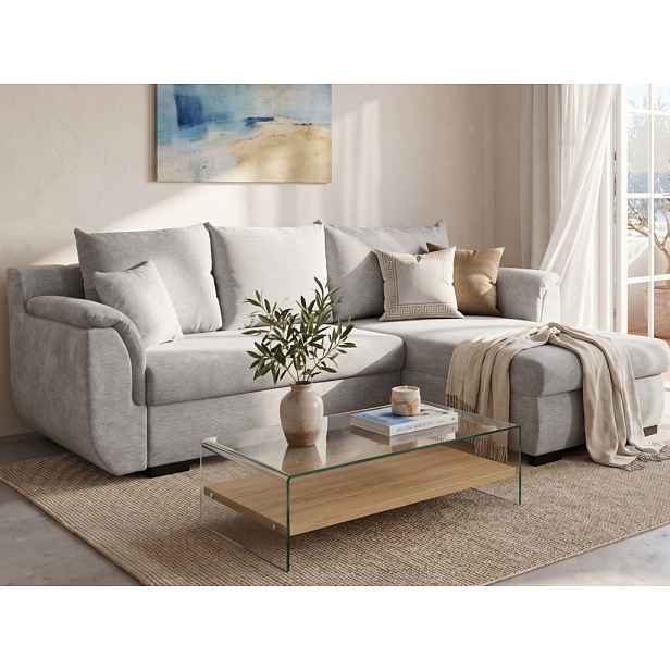 Rohová sedačka Sassari, světle šedá látka