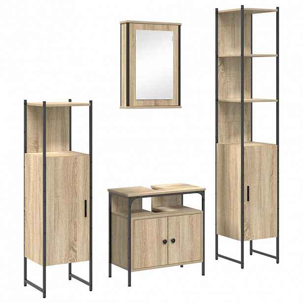 vidaXL Sada koupelnového nábytku 4 ks Sonoma dub 33 x 33 x 185,5 cm