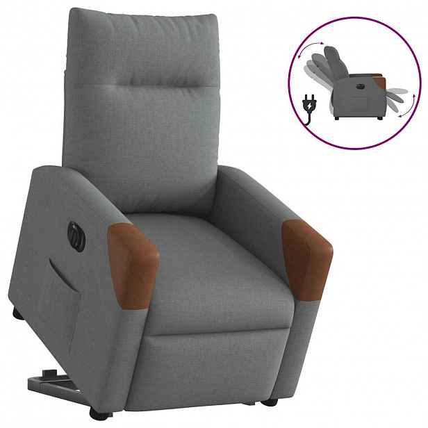 vidaXL Elektrické zvedací polohovací křeslo tmavě šedé textil