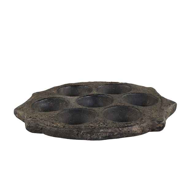Černý antik kamenný svícen na malé svíčky Grimaud Unit - Ø 25*2,5 cm Chic Antique