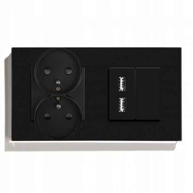 Elektrická Dvojitá Skleněná Zásuvka 2x Usb 2.4A