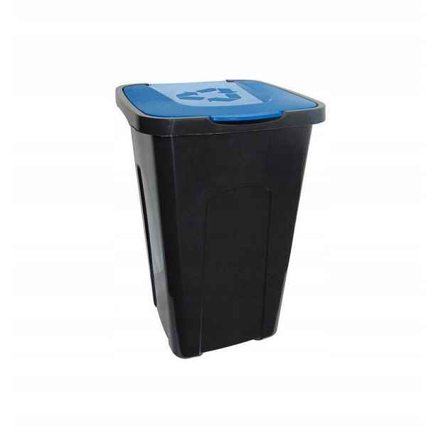 Koš odpadků Ian s víkem z recyklátu, modrý