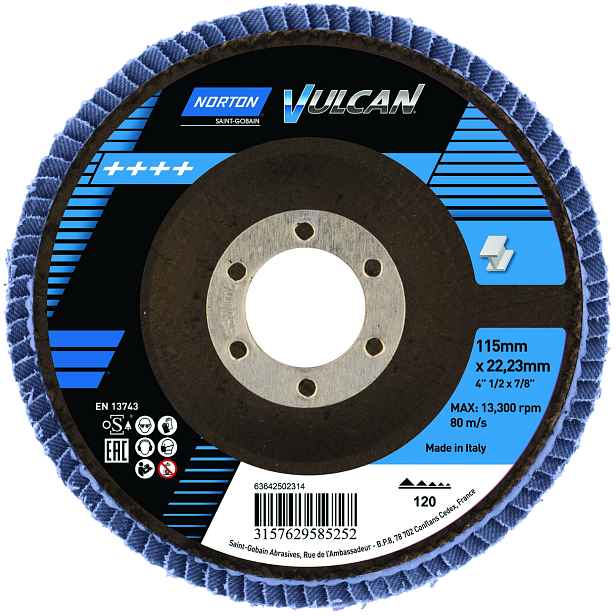Kotouč brusný lamelový Norton Vulcan R842 115×22,23 mm 120