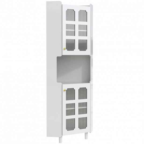 Modfu ROHOVÁ skříňka z MDF 63,5x17x157,5 cm bílá s LED osvětlením, lakovaným povrchem a 3zónovým úložným prostorem