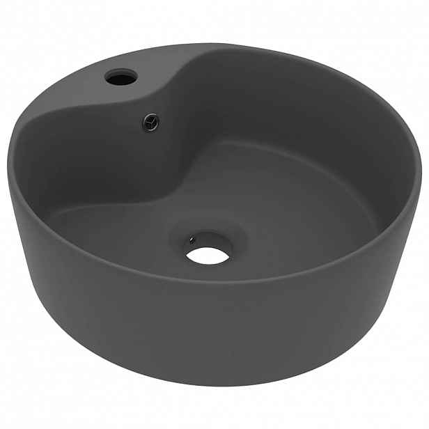 vidaXL Luxusní umyvadlo přepad matné tmavě šedé 36 x 13 cm keramické
