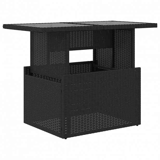 vidaXL Zahradní stůl se skleněnou deskou černý 100x55x73 cm polyratan