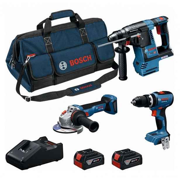 Bosch - 7dílná sada AKU nářadí, baterií a nabíječky 0615A002M4