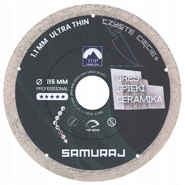 Diamantový kotouč na řezání keramických dlaždic Top Samuraj 115 mm