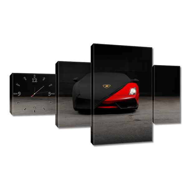 Nástěnné hodiny 130x80 Červené auto