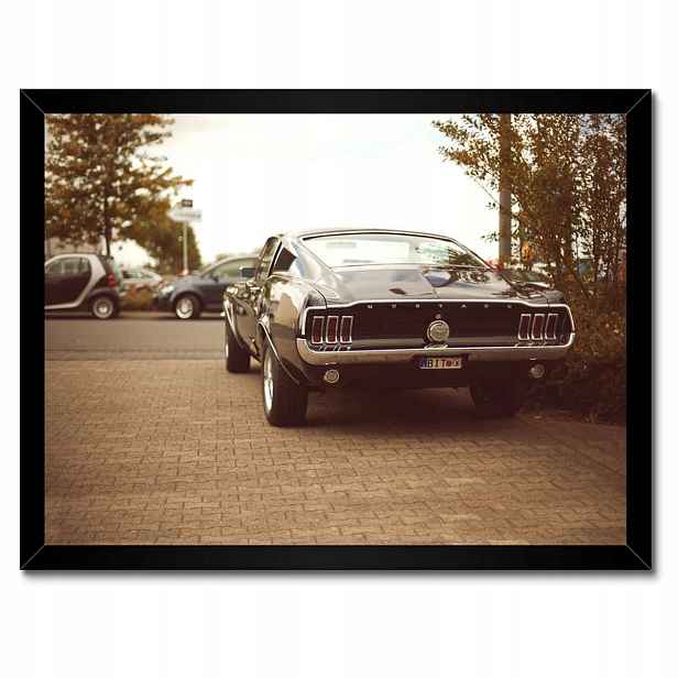 Plakáty v rámu 40x30 Ford Mustang černo-bílé