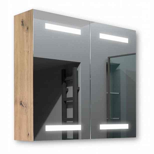 Dřevěná skříňka 80x70 Led zrcadlo Ares Artisan