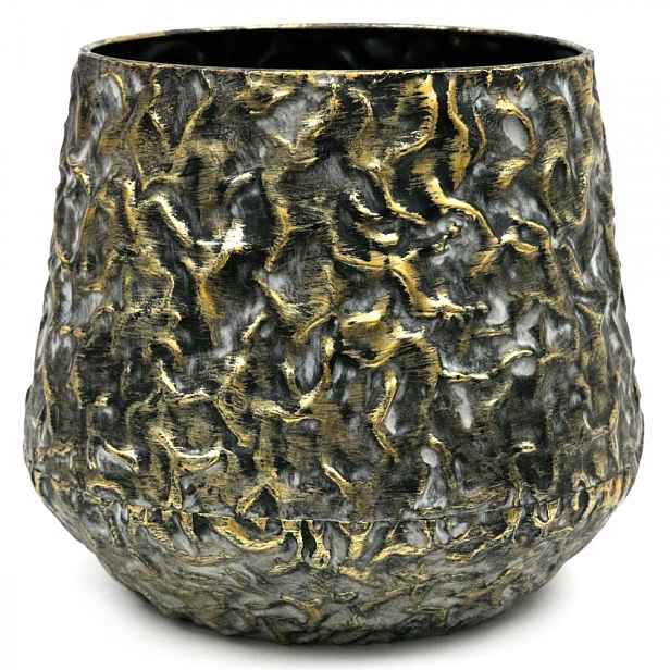 Květináč Obal Na Květináč Kovový Zlatý Grafitový Černý 27x27 cm Loft Stylový 25 30
