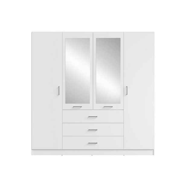 MASSENO ŠATNÍ SKŘÍŇ S OTOČNÝMI DVEŘMI NEVARIS, 200/200,5/58 cm 4dveřová se zrcadlem, bílá
