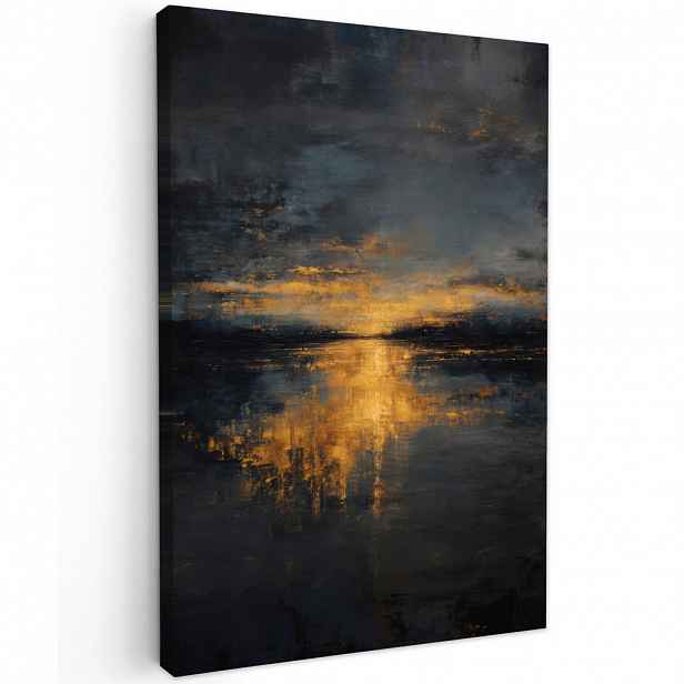 MuchoWow OBRAZ NA PLÁTNĚ Zlatý odraz na vodě 80x120 cm