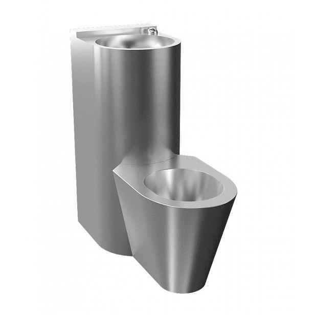 Sanela - Set stojícího WC s umyvadlem, piezo, Antivandal, matná nerez SLWN 28P