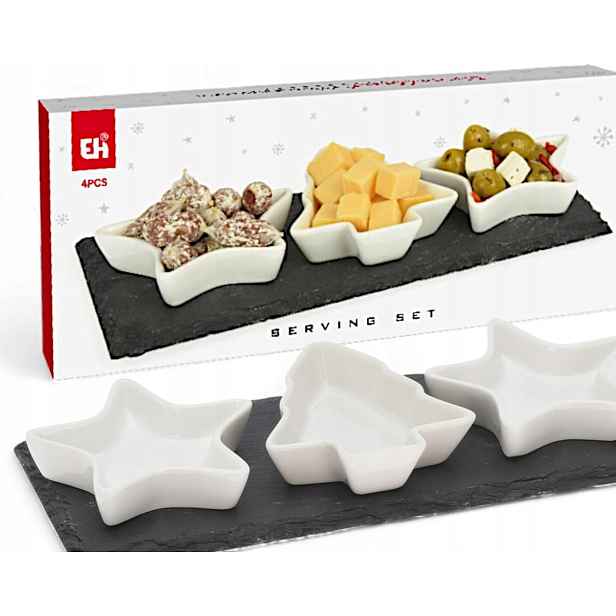 Vánoční Servisní Sada 4 Díly Porcelán Vločka Hvězda