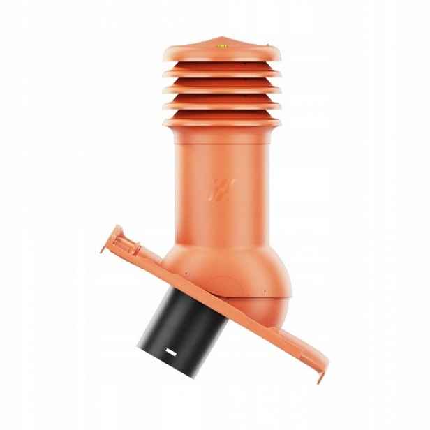 Větrací komín HiVent s keramickou střešní taškou Piemont, průměr 150 mm, cihlový