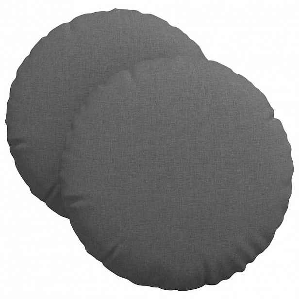 vidaXL Polštáře na sedadla 2 ks Textil Tmavě šedá Ø40 x 13 cm