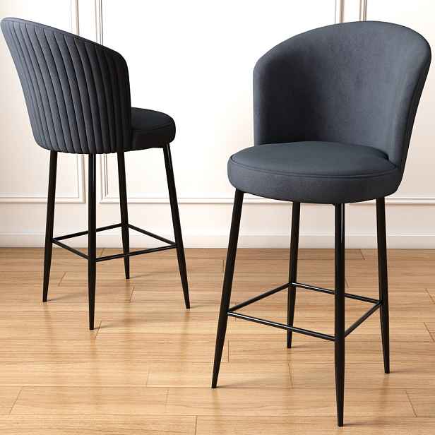 Bar Stool Set (4 Pieces) Fora - Anthracite, Black