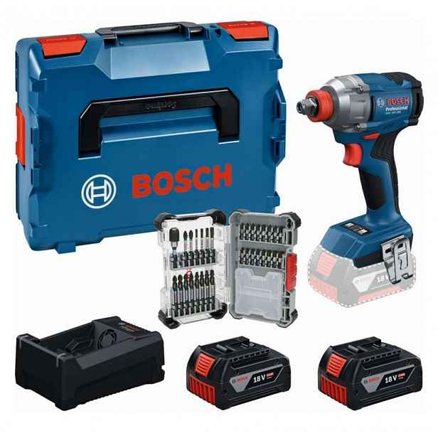 Bosch - 18V AKU rázový utahovák GDX 18V-285 s příslušenstvím, 2x aku 5,0 Ah Li-Ion, nabíječka 0615A500DY