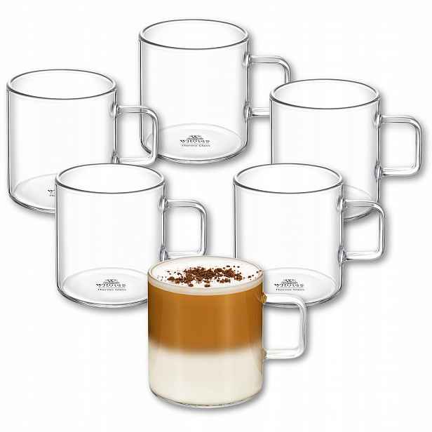 Sklenice na čaj a kávu sklo s uchem Wilmax 6x320 ml