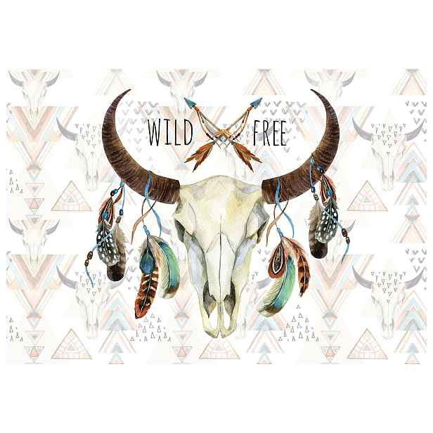 Tapeta Lebka býka Boho Country Eko Eklektika Wild Free 312x219+lepidlo