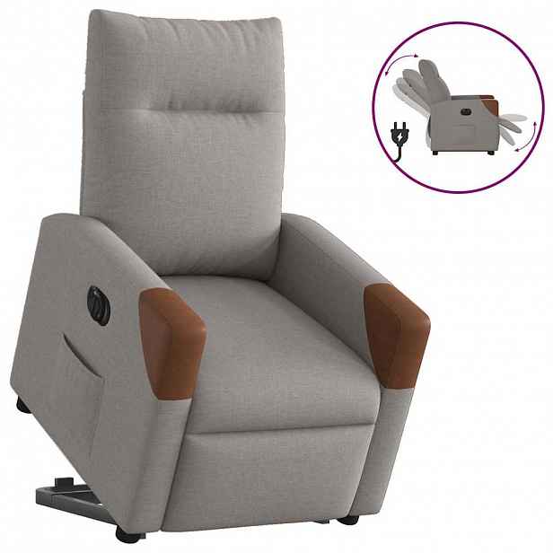vidaXL Elektrické zvedací polohovací křeslo taupe textil