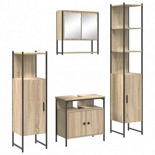 vidaXL Sada koupelnového nábytku 4 ks Sonoma dub 33 x 33 x 185,5 cm