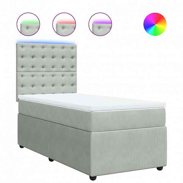 vidaXL Box spring postel s matrací světle šedá 90x190 cm samet