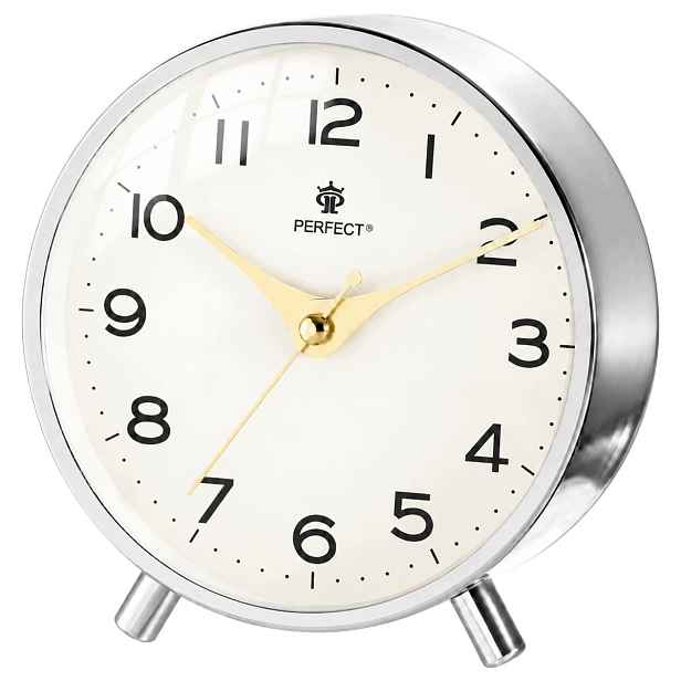 Křemenný budík Perfect Bb 11007 Stříbrný Tichý Led podsvícení Snooze