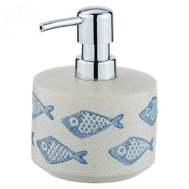 Modro-bílý kreamický dávkovač na mýdlo Wenko Aquamarin, 475 ml