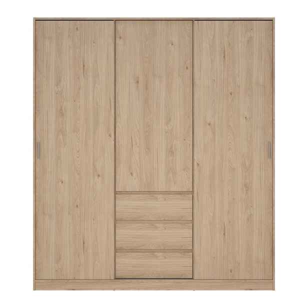 Šatní skříň v dekoru dubu s posuvnými dveřmi v přírodní barvě 177x200x60 cm Naia – Tvilum
