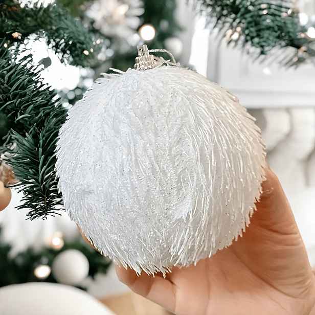 TEMU 2ks Zimní Vločkové Vánoční Ozdobné Koule, Závěsné Koule na Vánoční Stromek s Texturou Sněhové Vločky, Perfektní Vánoční Dekorativní Kulovité