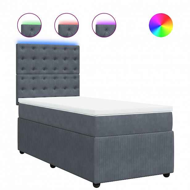 vidaXL Box spring postel s matrací tmavě šedá 90x190 cm samet