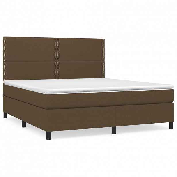 vidaXL Box spring postel s matrací tmavě hnědá 180x200 cm textil