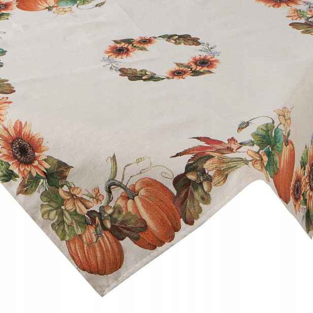 Gobelínový ubrus 1220/NAT 140 x 180 cm, dekorativní dýně na stůl, boho lavice