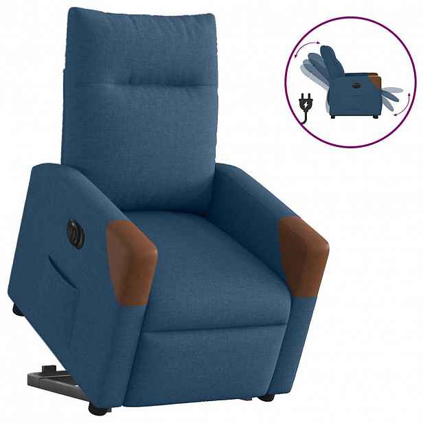 vidaXL Elektrické zvedací polohovací křeslo modré textil