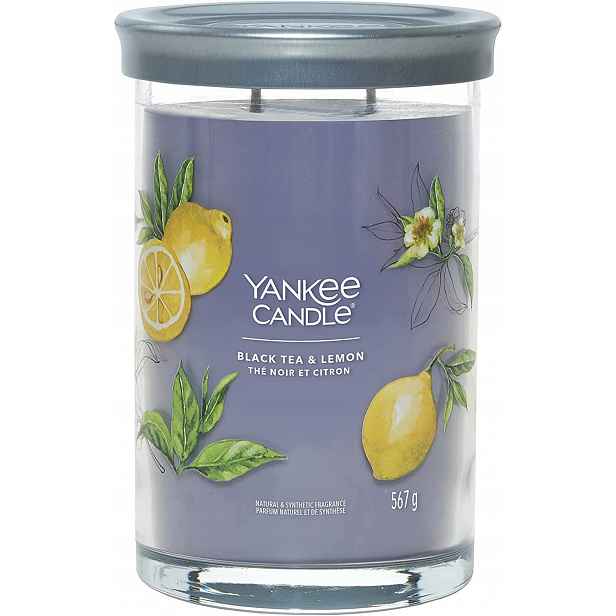 Yankee Candle vonná svíčka Tumbler ve skle velká Black Tea & Lemon 567g