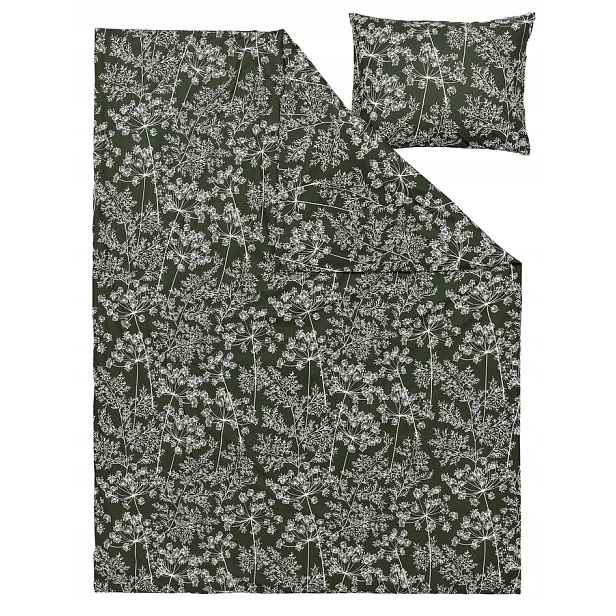 Ikea Daggbjörnbär Povlečení 150x200 cm, povlak na přikrývku a povlak na polštář 50x60 cm, zelené s květinovým vzorem