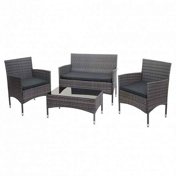 MCW POLY-RATTAN SADA Šedá, antracitová