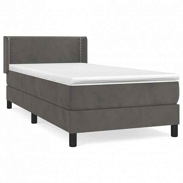 vidaXL Box spring postel s matrací tmavě šedá 90x190 cm samet