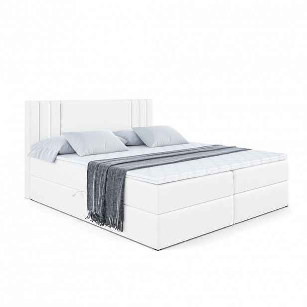 ALTDECOR AMERICKÁ postel s matrací H4 a roštem – IDRIKO – 200 x 200 cm – H4 – vysoce lesklá bílá