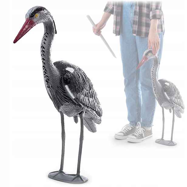 Figurka Zahradní Figurka Do Zahrady Pták Čapla 70cm