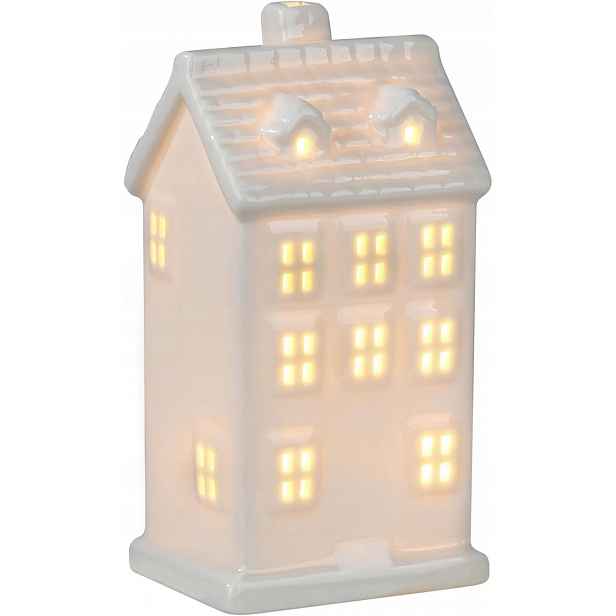 Keramický vánoční domeček, porcelánový svícen (7,2 x 6,2 x 14,5 cm)