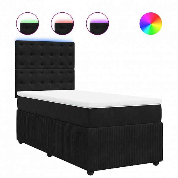 vidaXL Box spring postel s matrací černá 90x190 cm samet