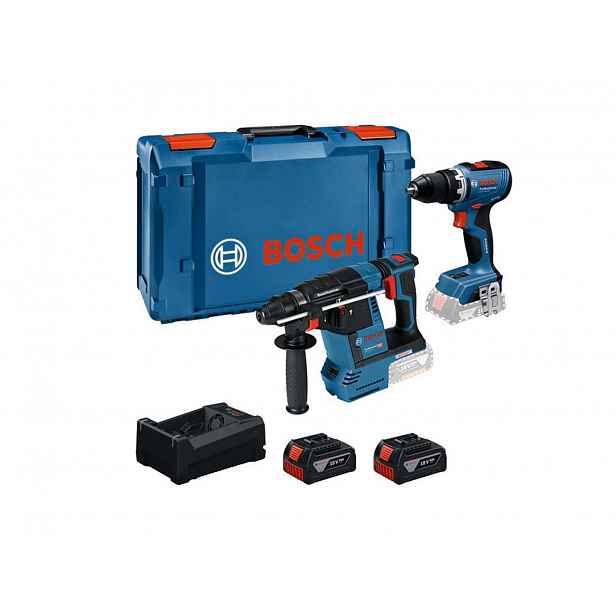 Bosch - 18V AKU sada vrtacího šroubováku a kombinovaného kladiva, 2x aku 5,0 AH Li-Ion, nabíječka 0615A500E4