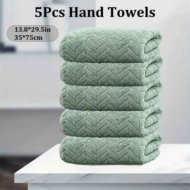 TEMU 5 ks ručníků, 13,8 x 29,5 palců/35 x 75 cm, měkké a pohodlné, dobrá absorpce vody, závěsným provázkem, vhodné pro koupelnu, sprchu, hotelovou