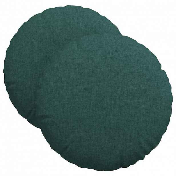 vidaXL Polštáře na sedadla 2 ks Textil Tmavě zelená Ø40 x 13 cm